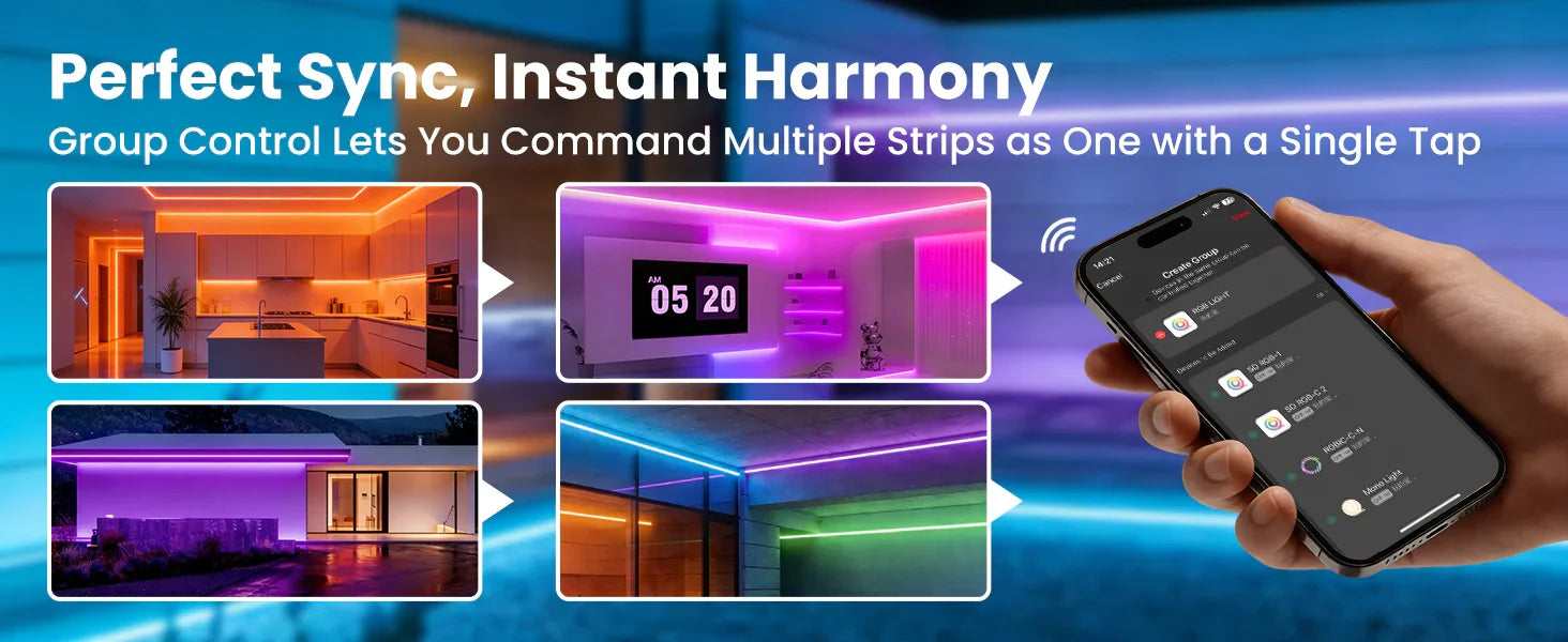 120V Smart RGB LED Neon Rope Light, IP65, 16M Colors, Voice Control