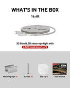 120V 3D Bend Neon Flex 2800K Warm White, IP65, ETL Listed