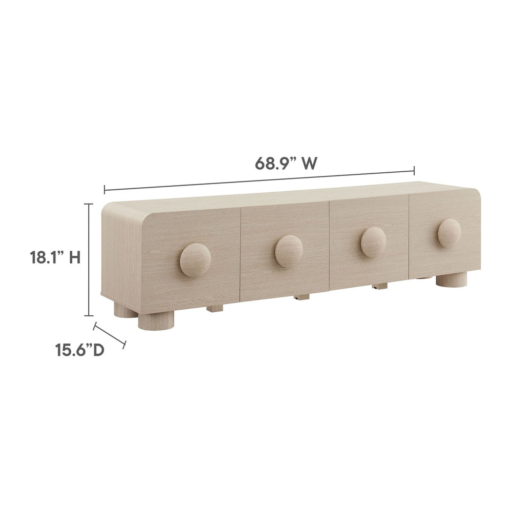 Sonnet 69" Low Profile TV Stand | Black &amp; Ash Finish Options | Low Profile Media Console | Wood Grain Paper Laminate | Non-Marking Foot Glides | Full-Glide Drawers image 1