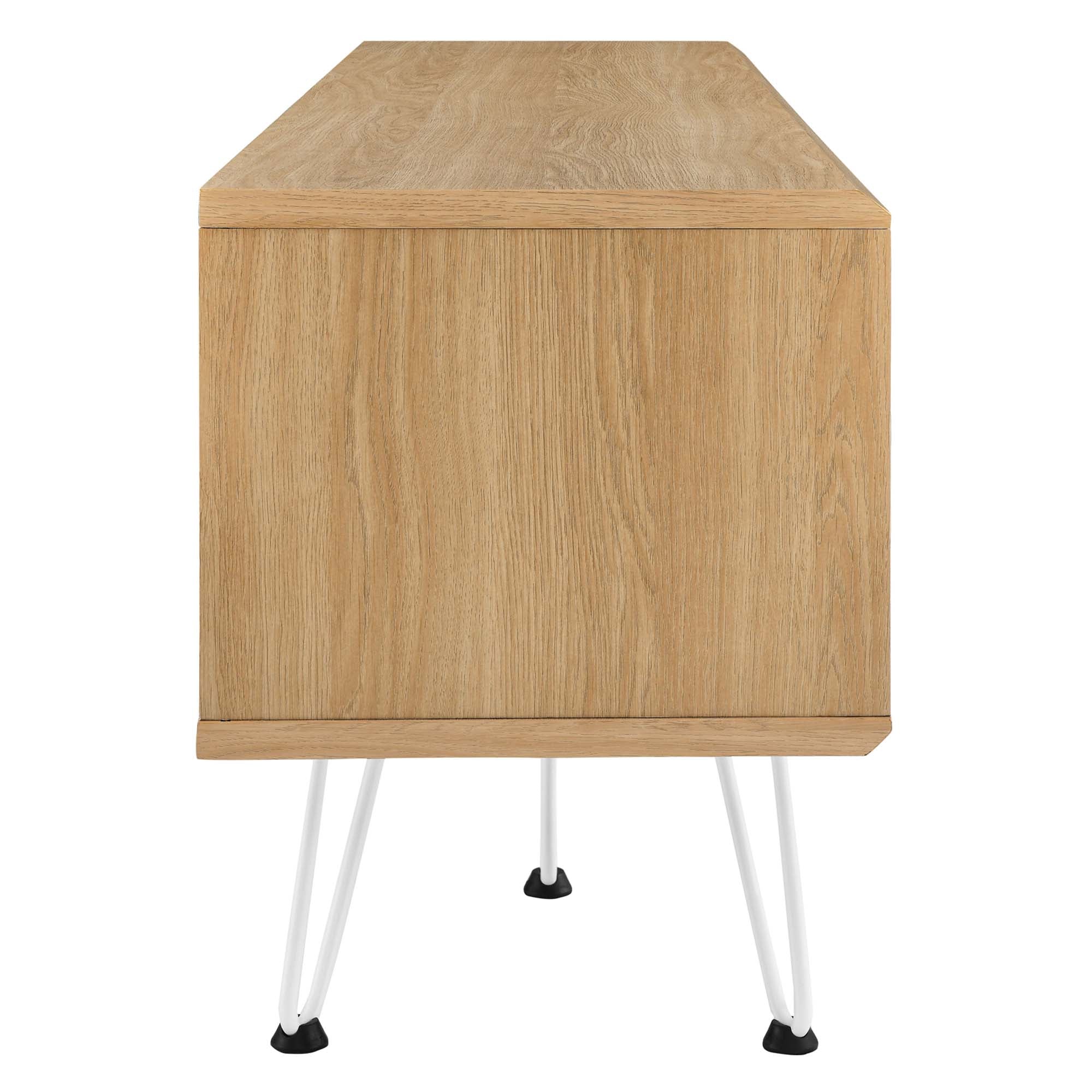 Nomad 59" TV Stand | Oak &amp; Walnut Finish Options | Industrial Modern TV Stand | Sliding Mesh Doors | Honeycomb Core | Wood Grain Laminate | Hairpin Legs image 5