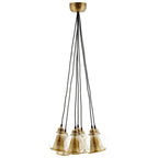 Peak Brass Cone and Glass Globe Cluster Pendant Chandelier | Suspended Mount | Modern Style Chandelier image 1