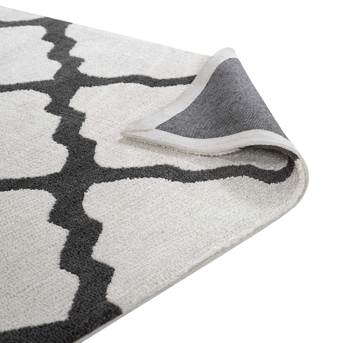 Marja Moroccan Trellis Area Rug | Brown and Gray | 8X10 Size  | Brown and Gray, Ivory and Charcoal &amp; Navy and Ivory Color Options | Tight Low Pile Weave | Gripping Jute Fabric Underside | 100% Polyester Microfiber image 4