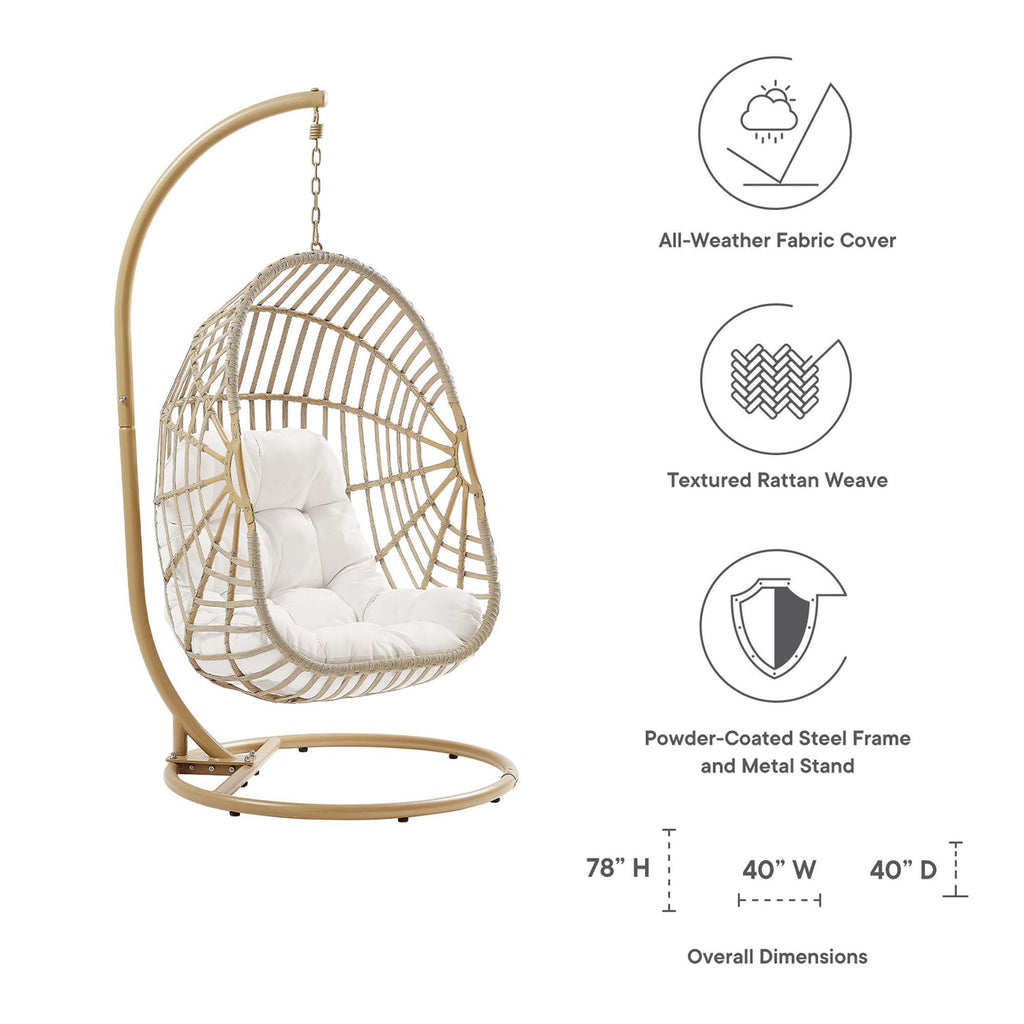 Amalie Wicker Rattan Outdoor Patio Swing Chair in Natural White image 5
