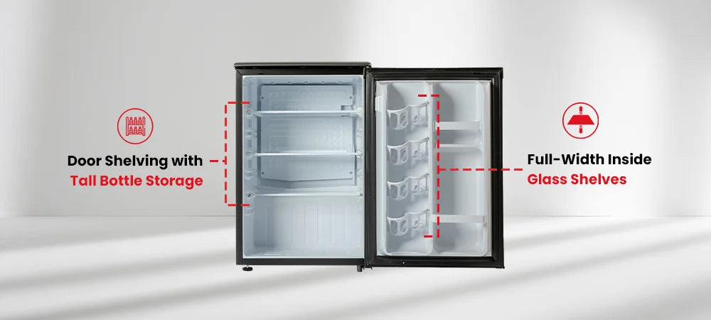 Roomwell UK 2.6 Cu.Ft Mini Fridge Without Freezer | Scratch-Resistant Worktop | 2 Years Replacement Warranty | A Space-Saving Marvel for Bedroom, Dorm, and Office image 3