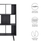 Transmit 5 Shelf Wood Grain Bookcase | Walnut, Charcoal &amp; Oak Color Options| Contemporary Three Tiered Bookcase | Smooth Wood Grain Laminate | Five Spacious Storage Units image 6
