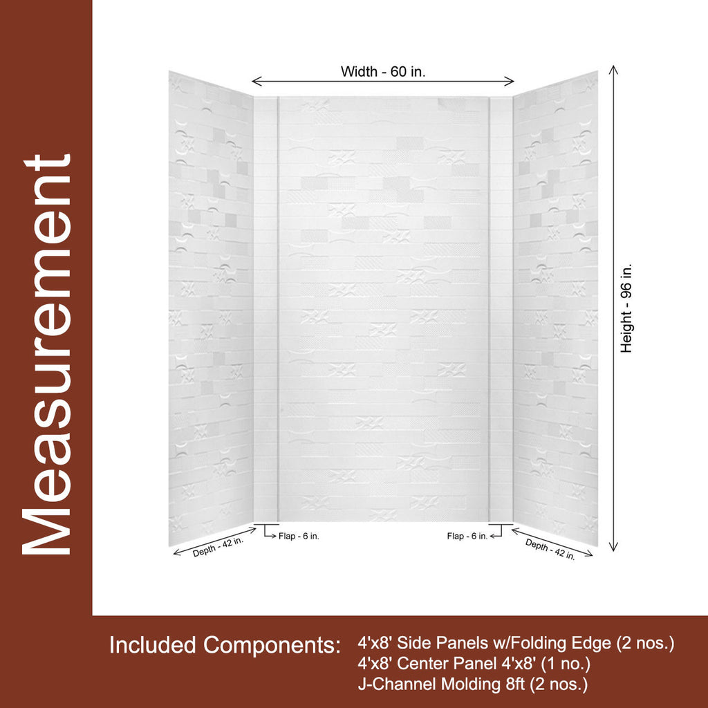 Versa Tile Shower Wall Tiles For Shower and Tub Surrounds | Glue Up Easy To Install | 3 Wall Set image 3