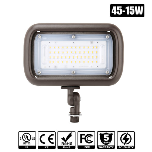 15W - 45W Outdoor LED Flood Security Lights | 5000K | 1500LM - 5400LM | UL, CE, FCC, ROHS, DLC Approved | IP65 Waterproof Landscape Lighting, Knuckle Mount, Bronze, Outdoor Garden Area Security Floodlight image 0