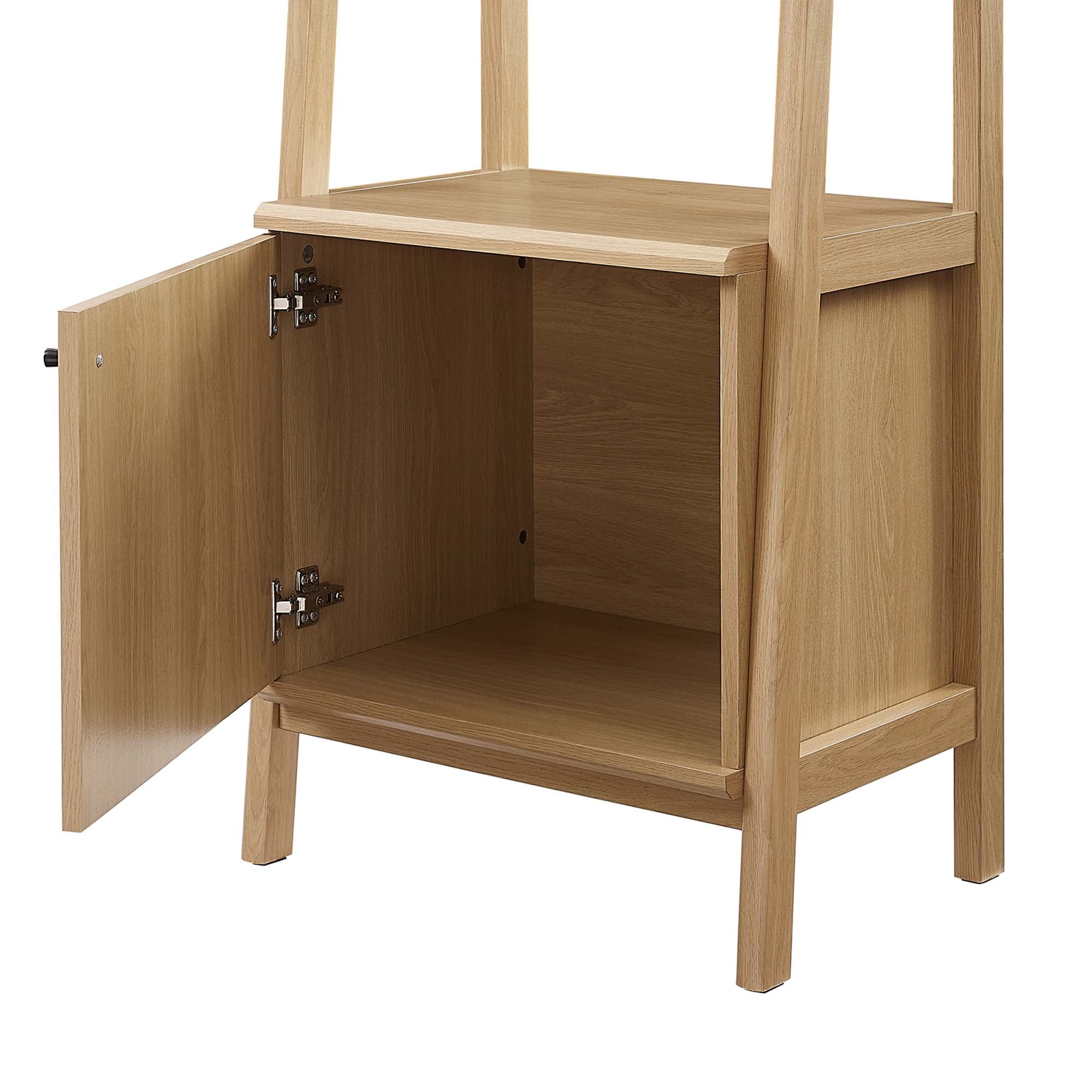 Bixby 21" Bookshelf | Walnut, Walnut White &amp; Oak Color Options | Particleboard &amp; MDF | Concealed Storage Area | White Shelves | Tiered Bookshelf image 4