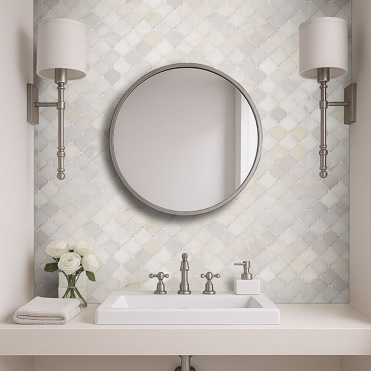 Greecian White Arabesque Tile | Wall Tile &amp; Backsplash Tile | Italian Marble | Greenguard Gold, USGBC/LEED | 10 Pieces Per Box image 1