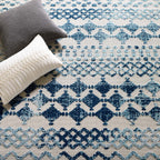 Reflect Giada Abstract Diamond Moroccan Trellis Indoor/Outdoor Area Rug | Ivory and Blue  | 5X8 &amp; 8X10 Size Options | Tight Low Pile Weave | Gripping Rubber Underside | 100% Polypropylene | Pack Of 2 image 4