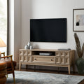 Samos 59" TV Stand | Light Oak &amp; Black Finish Options | Soft Close Hinges | 2 Push-to-Open Doors | Full-Glide Drawer | Cable Management Hole | Central Leveling Legs image 0