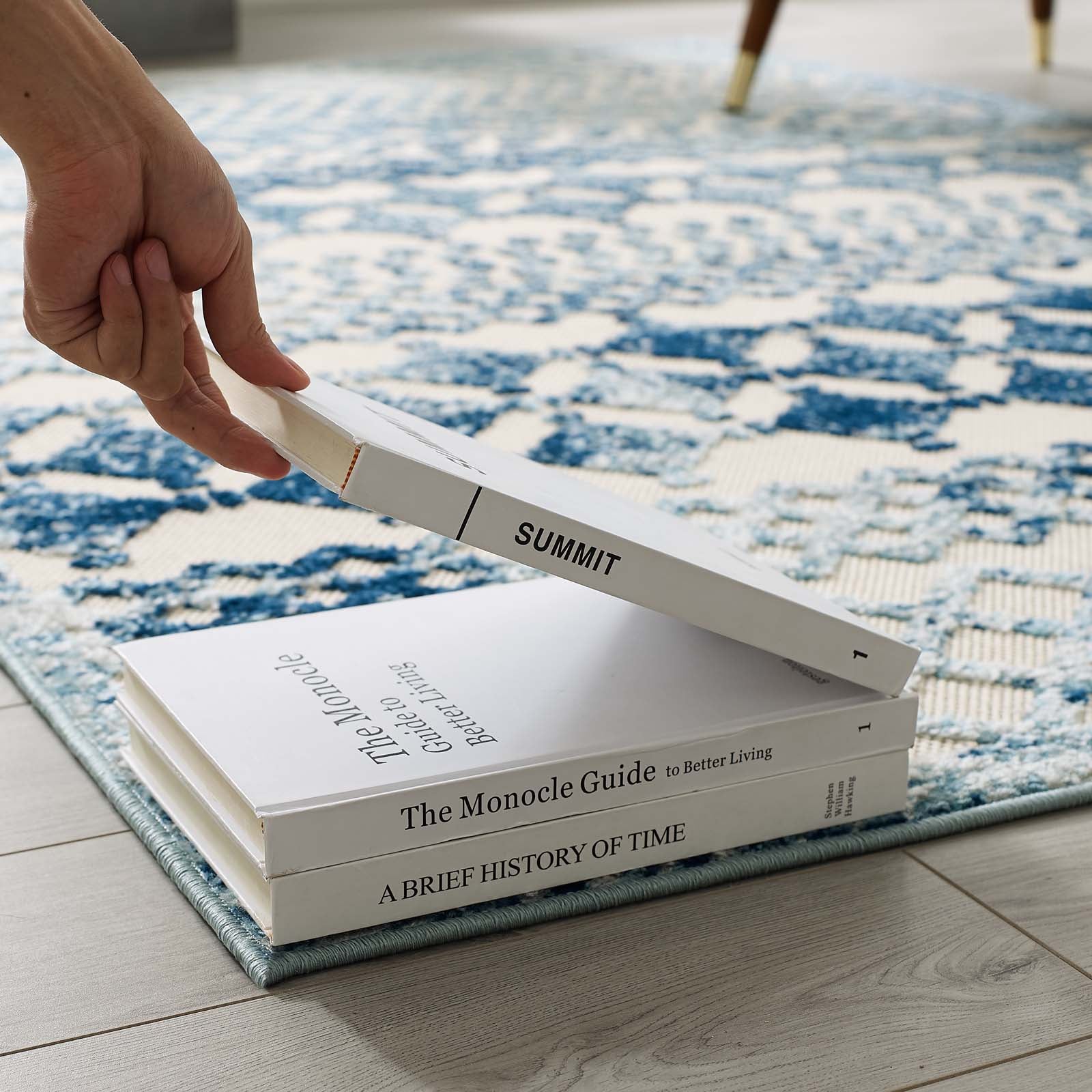 Reflect Giada Abstract Diamond Moroccan Trellis Indoor/Outdoor Area Rug | Ivory and Blue  | 5X8 &amp; 8X10 Size Options | Tight Low Pile Weave | Gripping Rubber Underside | 100% Polypropylene | Pack Of 2 image 5