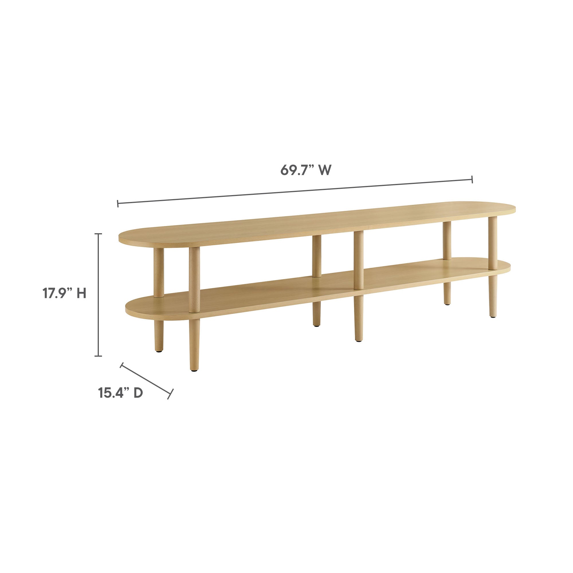 Torus Oval Wood TV Stand | Light Oak &amp; Walnut Finish Options | Oval TV Table | Wood Construction | Laminate Finish | 6 Wood Legs image 8