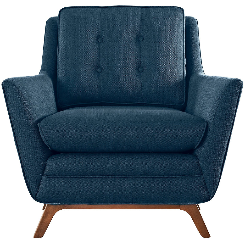 Modern Upholstered Armchair – Comfy Fabric Chair with Tapered Wood Legs. image 0