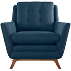 Modern Upholstered Armchair – Comfy Fabric Chair with Tapered Wood Legs. image 0
