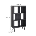 Transmit 5 Shelf Wood Grain Bookcase | Walnut, Charcoal &amp; Oak Color Options| Contemporary Three Tiered Bookcase | Smooth Wood Grain Laminate | Five Spacious Storage Units image 7
