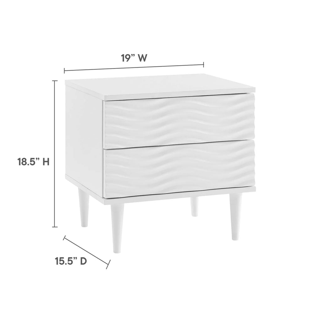 Wavelet White 2-Drawer Nightstand image 6