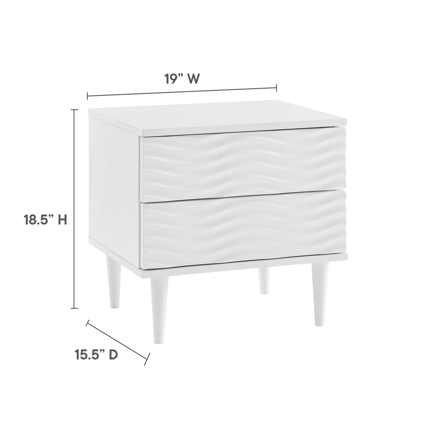Wavelet White 2-Drawer Nightstand image 6