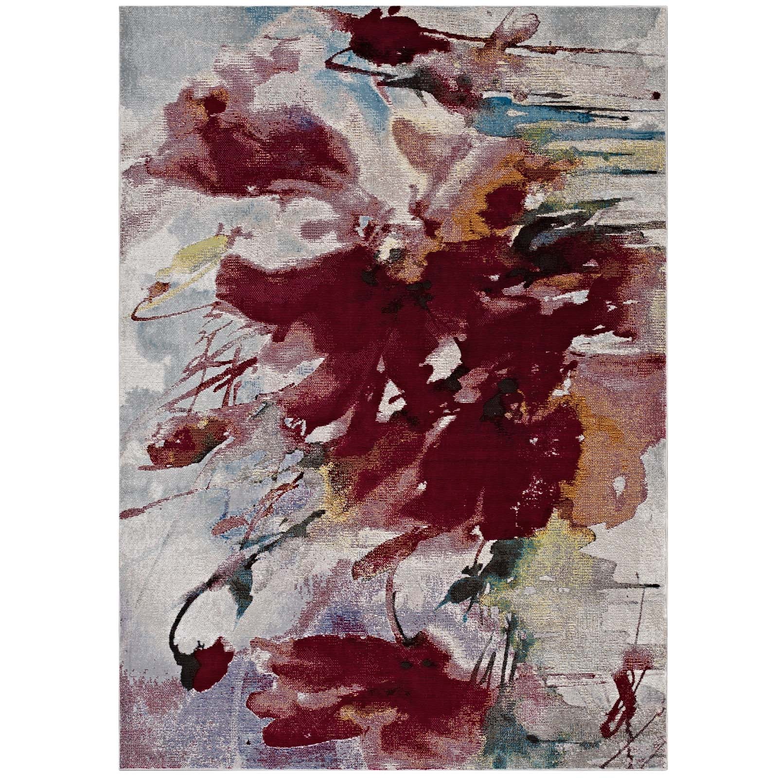 Multicolored Blume Abstract Floral 4x6 Area Rug | Tight Low Pile Weave | Gripping Grooved Rubber Underside | 100% Polypropylene | Pack Of 2 image 7