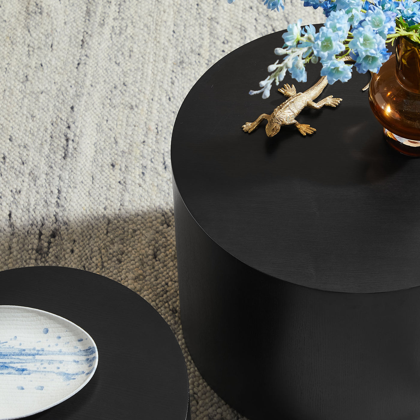 Amani Black Round Nesting Coffee Table Set of 2 image 7