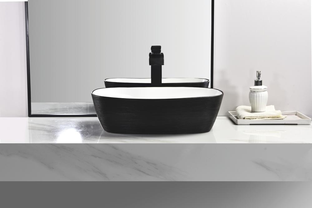 Tuscany 19-3/4"W x 15"D Ceramic Rectangular Bathroom Vessel Sink | Brushed Nickel & Brushed Matte Black Color Options | Odesal Series | Premium Quality Ceramic Construction image 3
