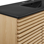 Bathroom Vanity With Sink | Walnut Black, Charcoal Black, Gray Black, White Black, White Walnut Black & Oak Black Color Options | 48" Single Or 48" Double Size Options | Render Series | Full Extension Drawer | Modern & Sleek  Design image 3