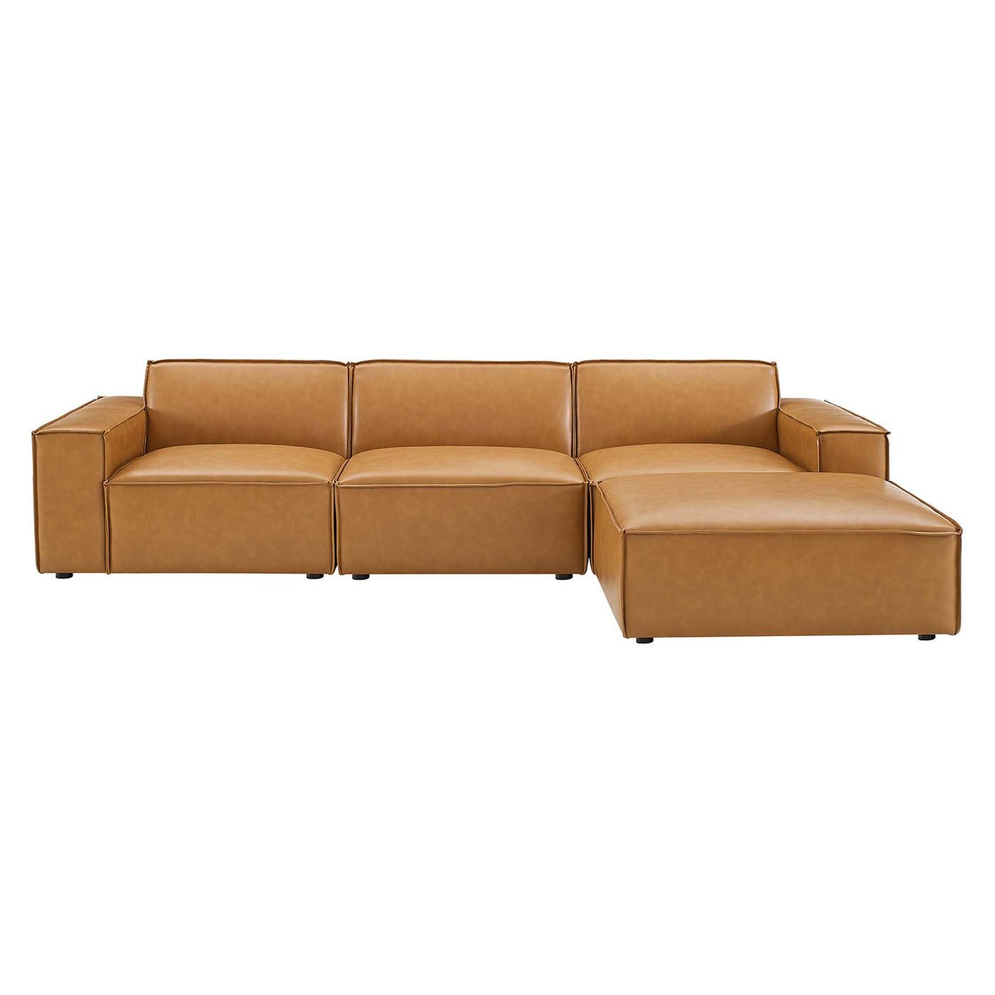 Restore 4-Piece Tan Vegan Leather Sectional Sofa image 2