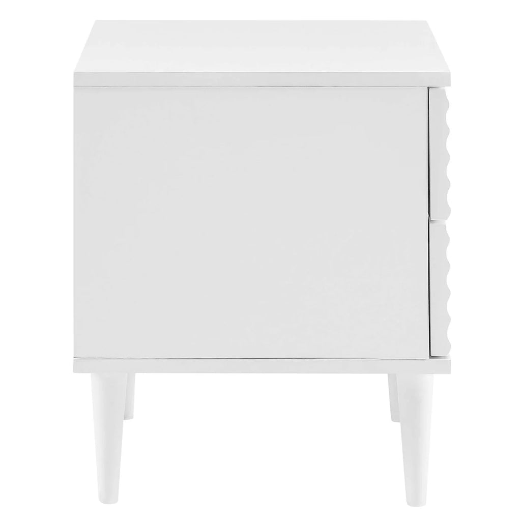 Wavelet White 2-Drawer Nightstand image 3
