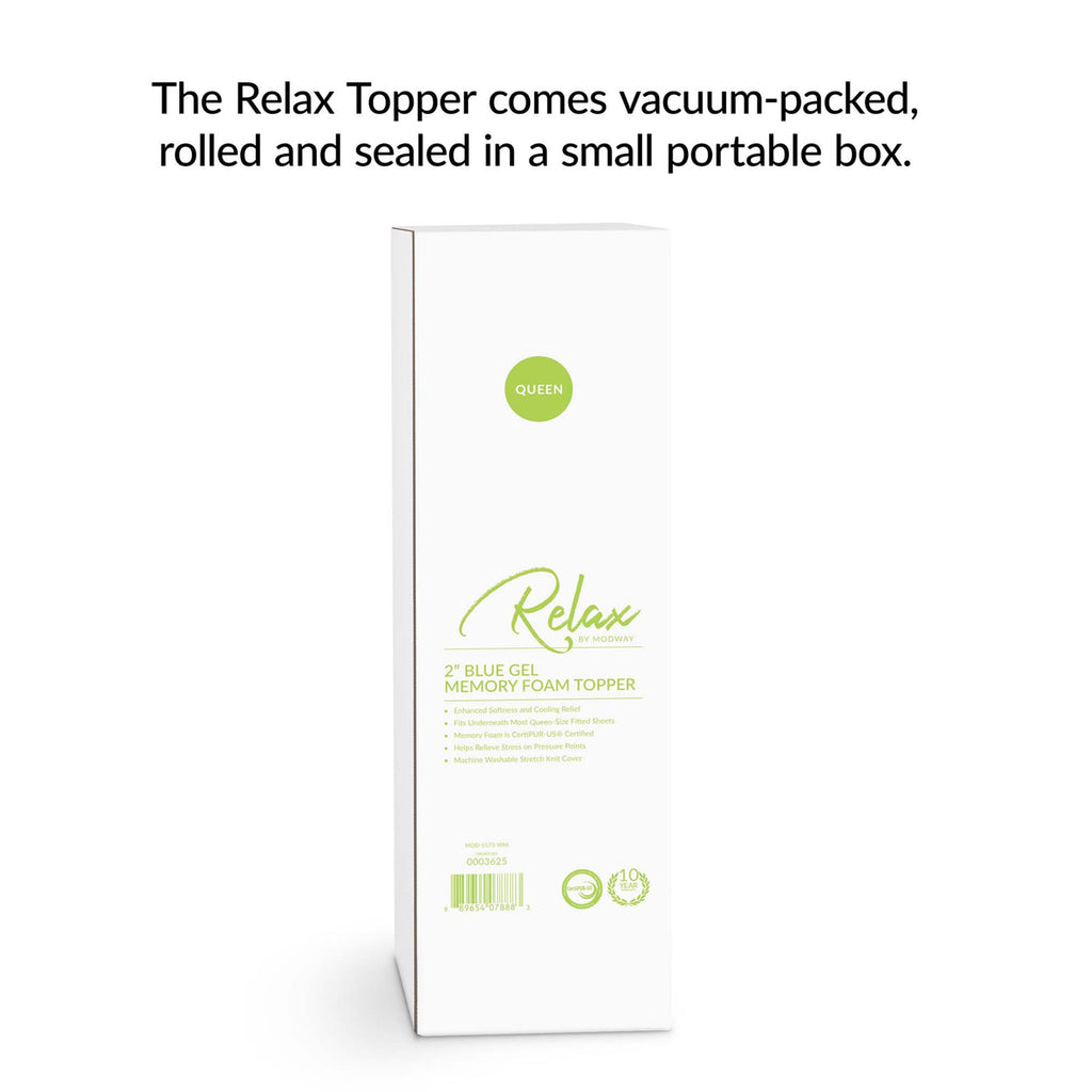 2" Gel Memory Foam Mattress Topper | Queen Size | With Washable Cover | CertiPUR-US® Certified | Pack of 2 image 8