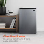 Magic Chef 4.4 Cu Ft Mini Fridge In Stainless Steel Look without Freezer | Energy Star Qualified | 5 Year Warranty On Compressor | 3 Glass Shelves  | Reversible Door | Easy Installation image 10