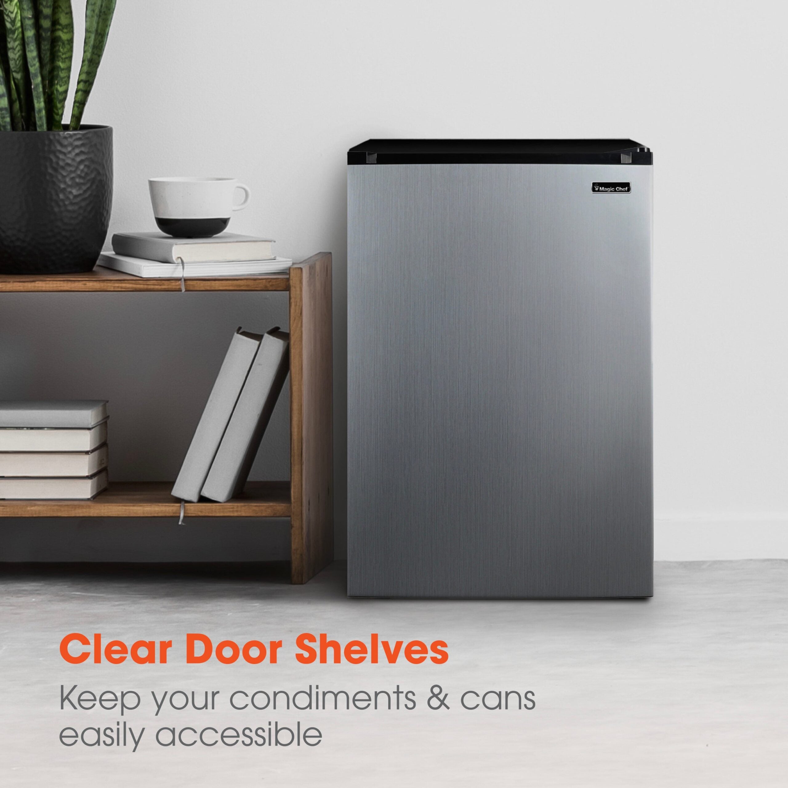 Magic Chef 4.4 Cu Ft Mini Fridge In Stainless Steel Look without Freezer | Energy Star Qualified | 5 Year Warranty On Compressor | 3 Glass Shelves  | Reversible Door | Easy Installation image 10