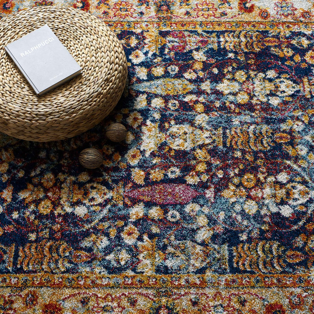 Antique Floral Design | Area Rug | Vintage Floral Lattice Rug in 8 FT X 10 FT And 5 FT X 8 FT | With Rubber Gripping Underside image 22
