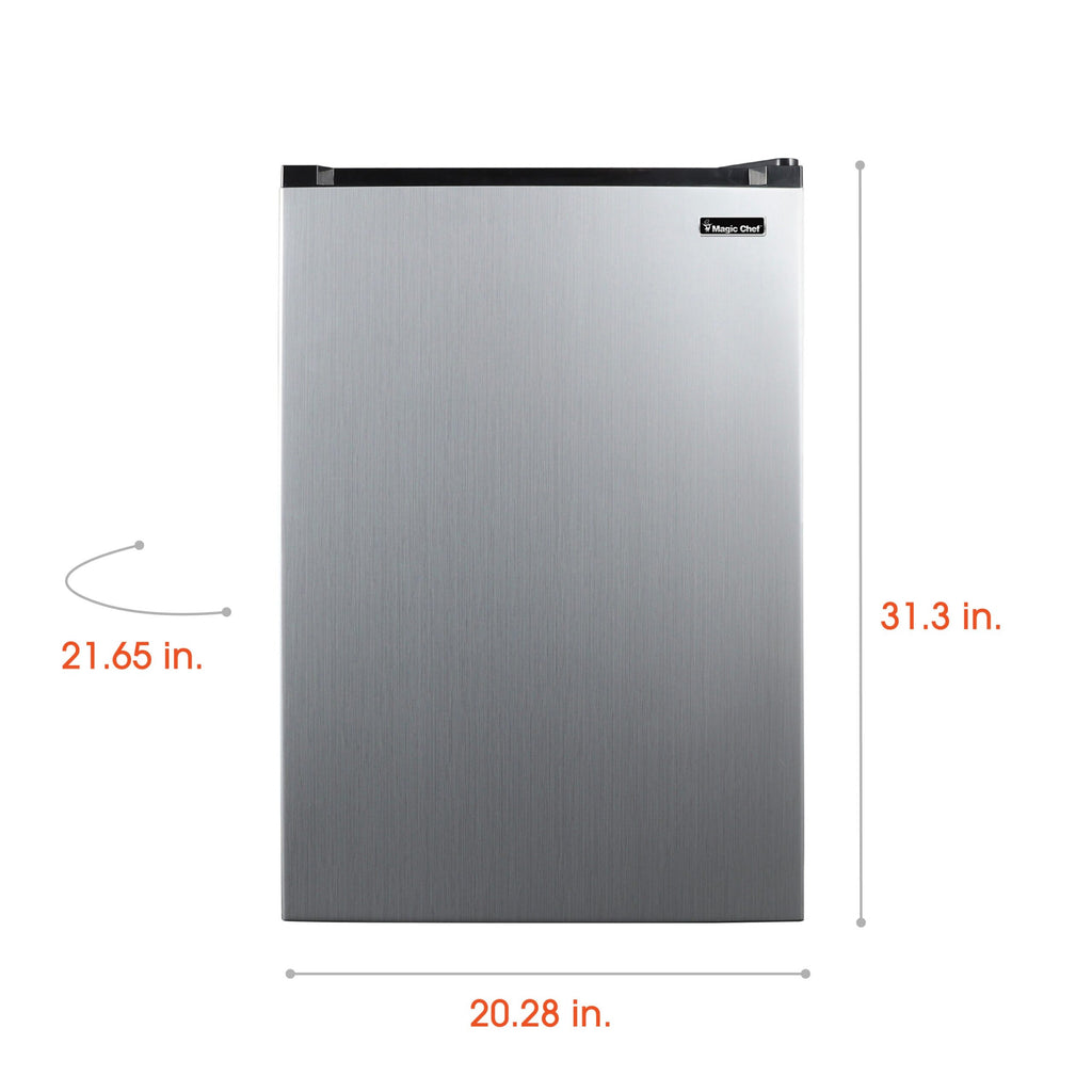 Magic Chef 4.4 Cu Ft Mini Fridge In Stainless Steel Look without Freezer | Energy Star Qualified | 5 Year Warranty On Compressor | 3 Glass Shelves  | Reversible Door | Easy Installation image 5
