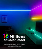 24V, 32FT Smart RGB LED Neon Rope Light, IP65, Cuttable, App & Remote Control