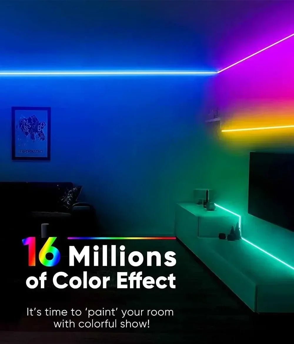 24V, 32FT Smart RGB LED Neon Rope Light, IP65, Cuttable, App & Remote Control