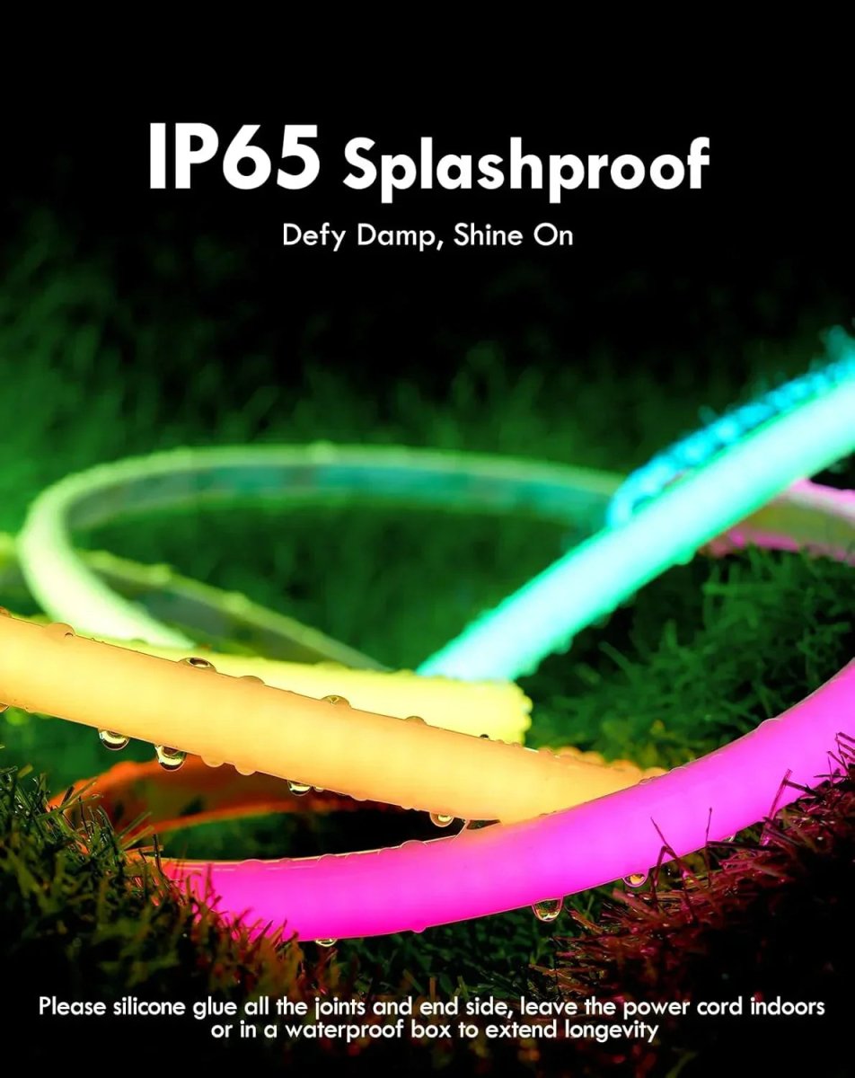 24V Smart RGBIC COB Neon Rope Light, 20-Zone Effects, Alexa & Google