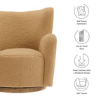 Montrose Wingback Sherpa Swivel Accent Chair in Camel Walnut image 2