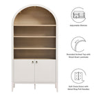 Nolan 74" Tall Arched Storage Display Cabinet Bookshelf | Black, Ivory, Light Oak &amp; Dark Walnut Color Options | Wood Grain Laminate | 4 Adjustable Shelves image 8