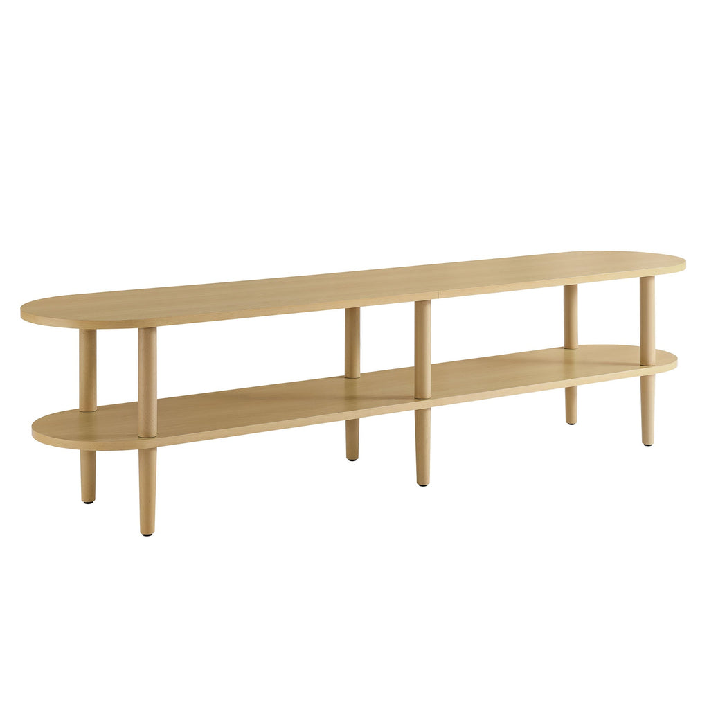 Torus Oval Wood TV Stand | Light Oak &amp; Walnut Finish Options | Oval TV Table | Wood Construction | Laminate Finish | 6 Wood Legs image 9