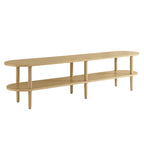 Torus Oval Wood TV Stand | Light Oak &amp; Walnut Finish Options | Oval TV Table | Wood Construction | Laminate Finish | 6 Wood Legs image 9