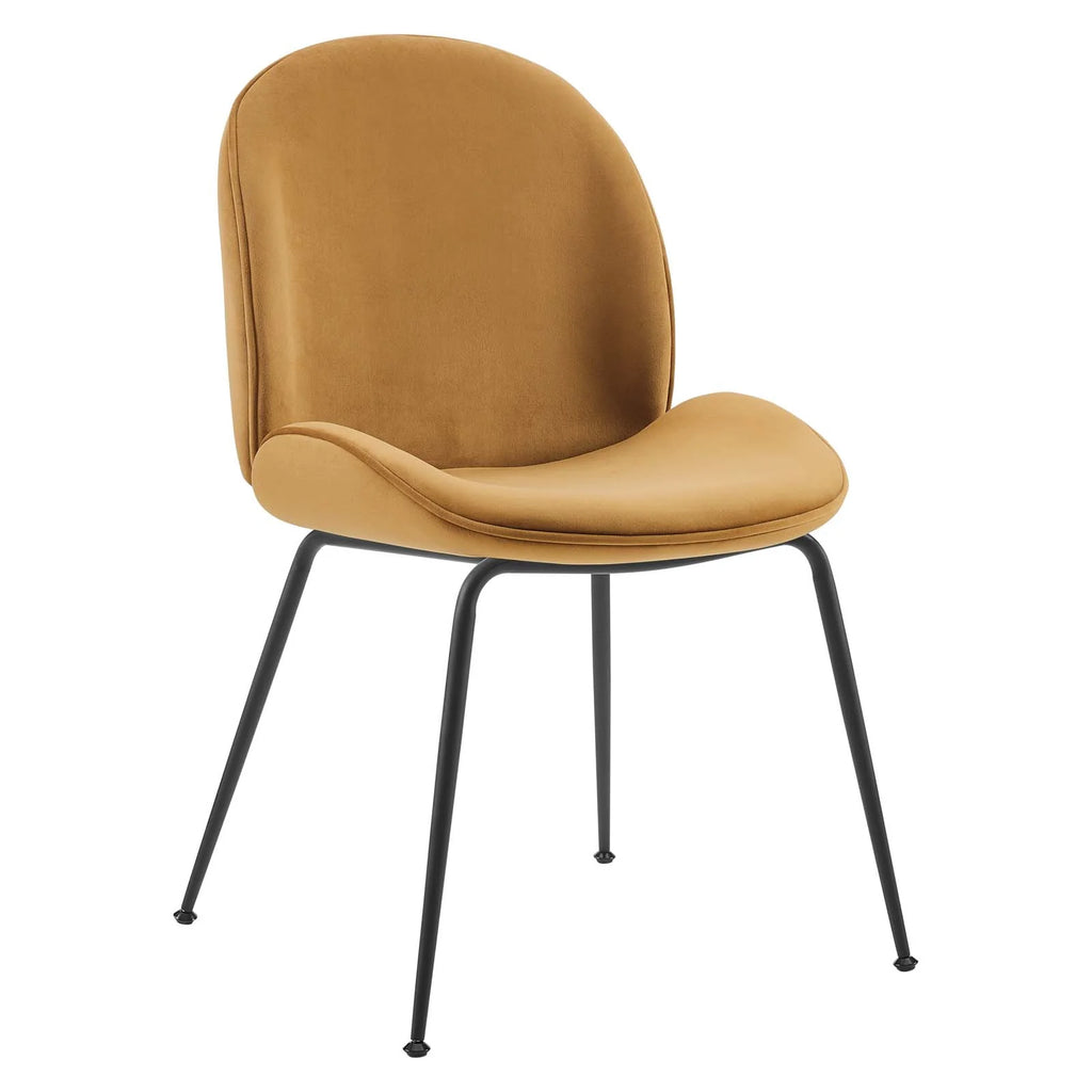 Scoop Dining Chairs – Set of 2, Black Powder-Coated Steel Legs, Performance Velvet Upholstery image 0