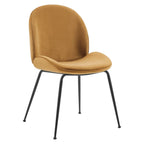 Scoop Dining Chairs – Set of 2, Black Powder-Coated Steel Legs, Performance Velvet Upholstery image 0