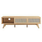 Soma 60" TV Stand | Oak &amp; Walnut Finish Options | Contemporary TV Stand | Natural Rattan Weave | MDF and Particleboard | Cable Management Holes | Sliding Doors image 6