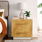 Modern Abel Nightstand with 2 Drawers – White Bleached Burl Wood Finish image 7