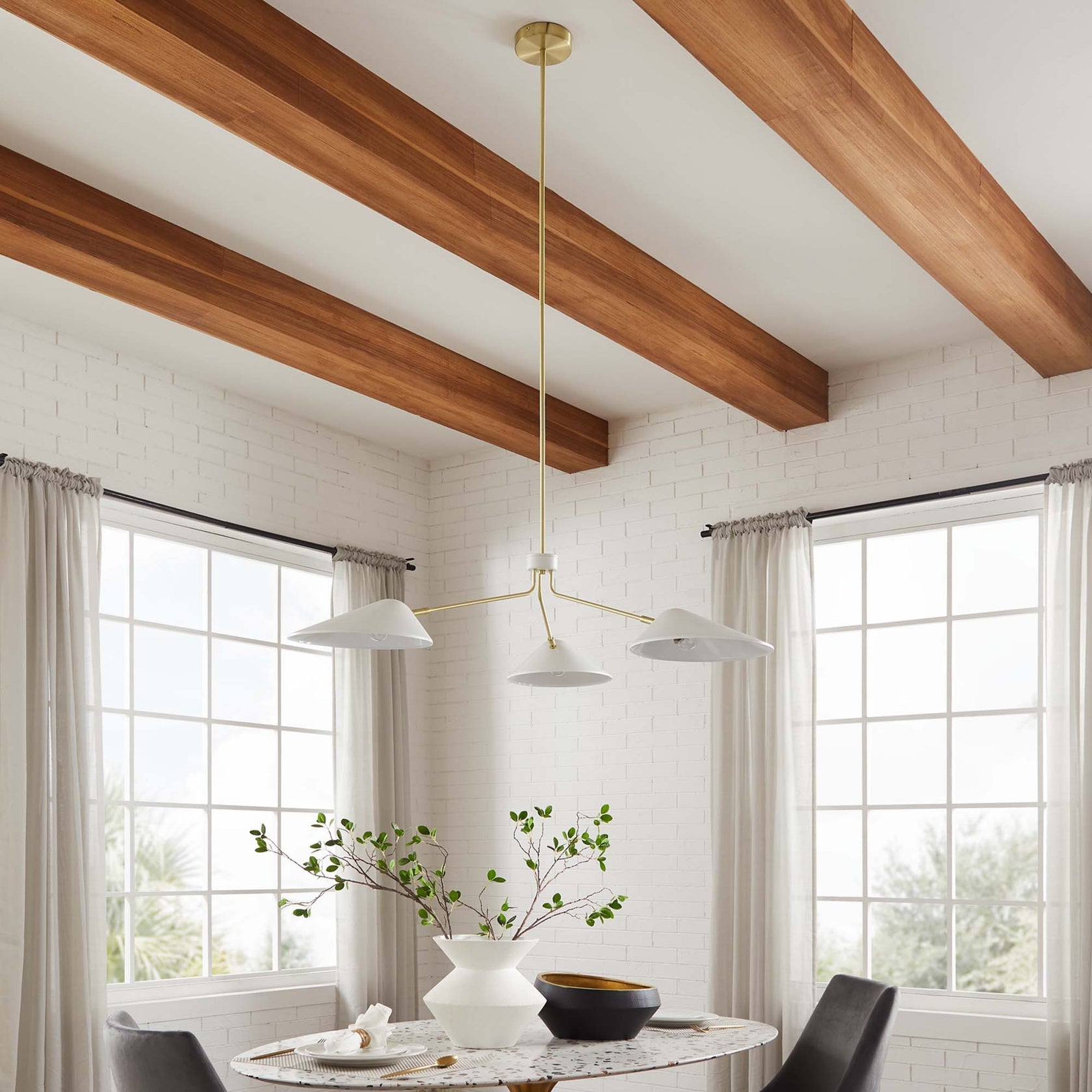 Journey 3-Light 14" Arm Pendant | Black &amp; White Color Options | Ideal for dining room, living room, or bedroom image 1
