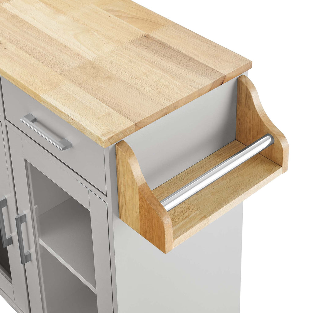 Cuisine Kitchen Cart | Rubberwood Top | Light Gray Natural, White Natural, Charcoal Natural &amp; Oak White Options image 4