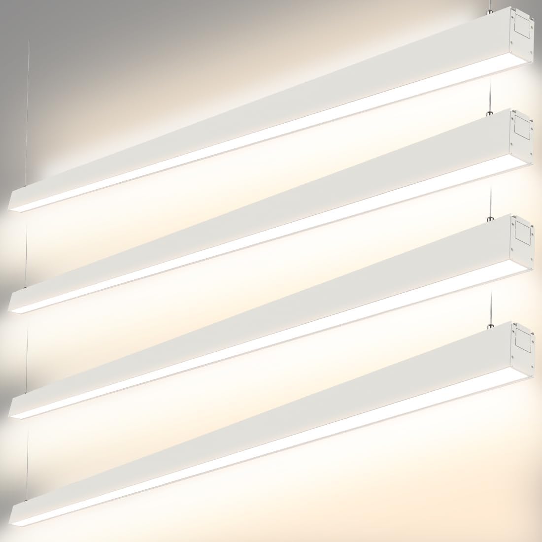 LED Suspended Up and Down Adjustable Light | 3000K/4000K/5000K CCT Tuneable | 0-10V Dimming | Commercial and Residential | Ideal for Office, Home, Shop, Garage, School | Pack of 4 image 0