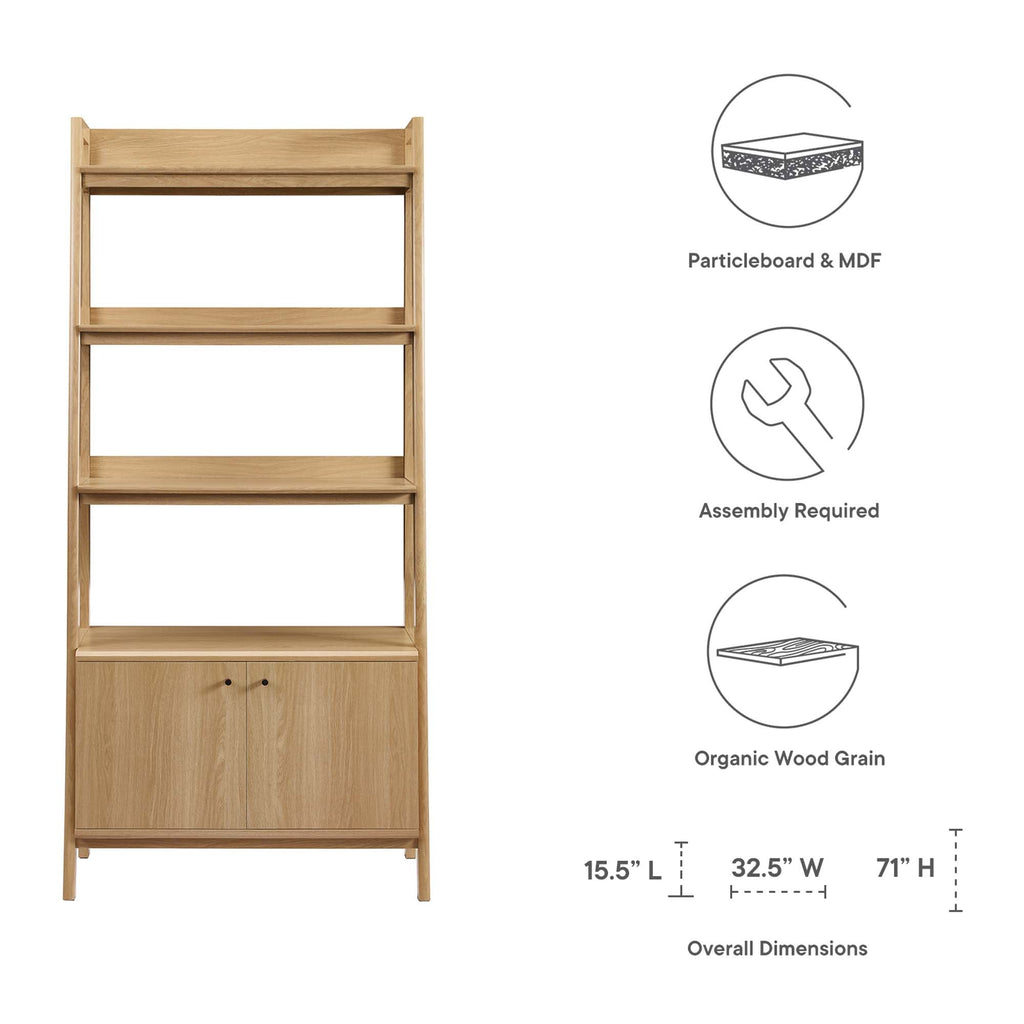 Bixby 33" Bookshelf  | Walnut, Walnut White &amp; Oak Color Options | Particleboard &amp; MDF | Concealed Storage Area | White Shelves | Tiered Bookshelf image 3