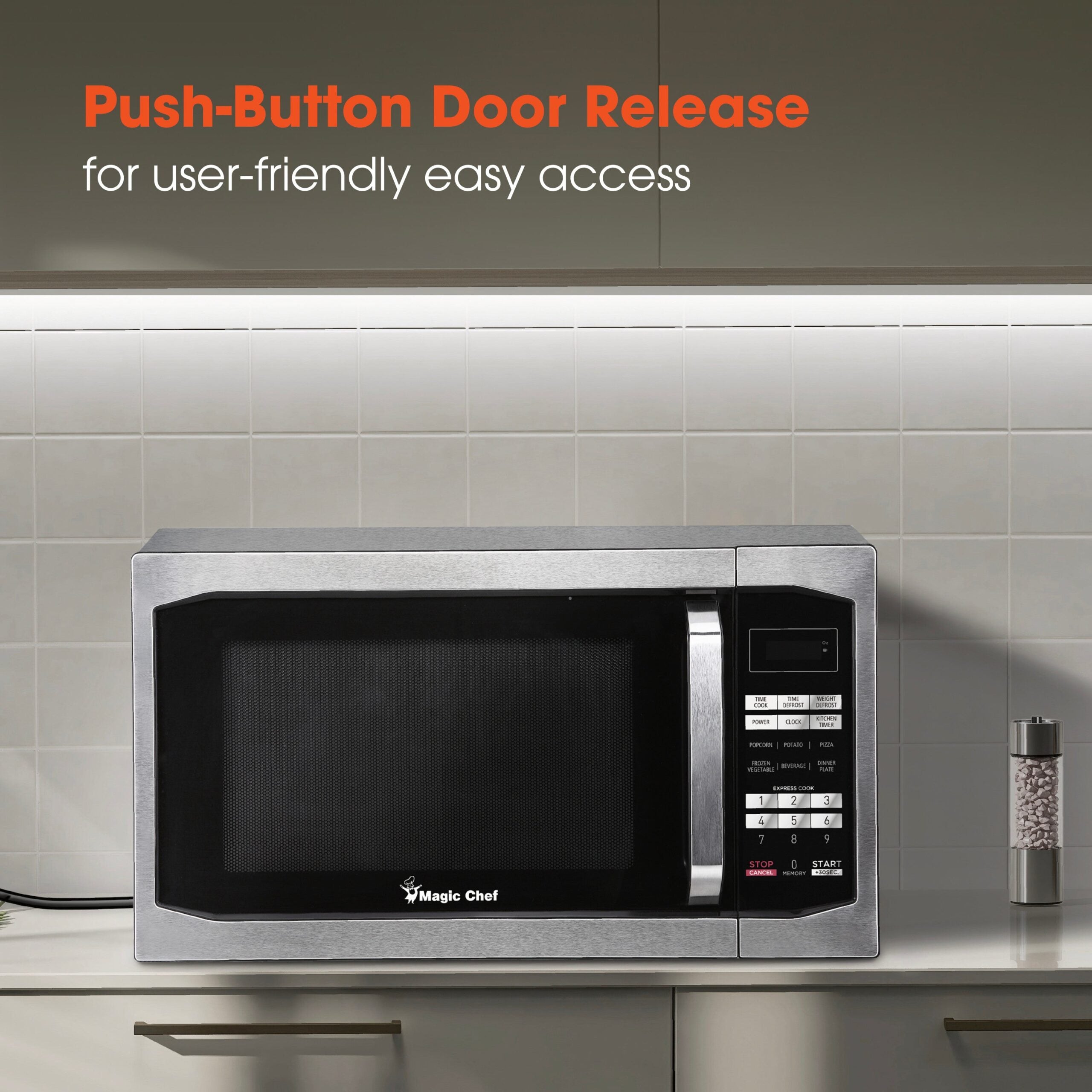 Magic Chef 1.6 Cu. Ft Countertop Microwave | 1100 Watt | Stainless Steel Door | Digital Display | 6 Auto Cooking Modes | Child Lock | 8 Years Warranty On Magnetron image 6
