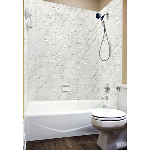 Versa Tile Shower Wall Tiles For Shower and Tub Surrounds | Glue Up Easy To Install | 3 Wall Set image 4